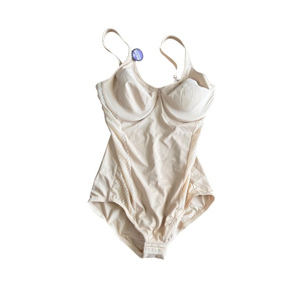 Bali Other - Bali Women Nude Firm Control Shapewear Bodysuit Built-In Minimizer Bra 36C 1009